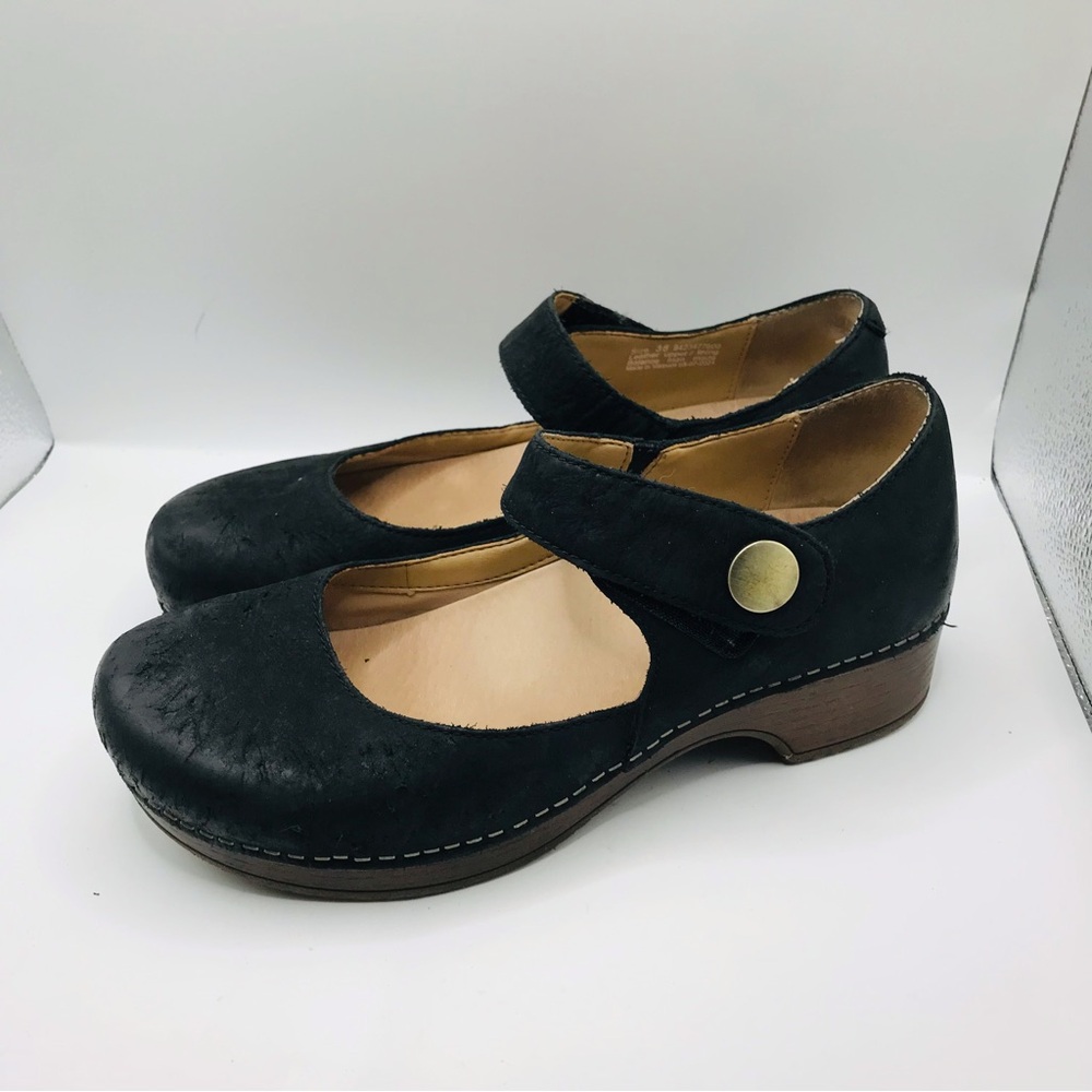 Dansko Black Mary Jane Clogs with Strap